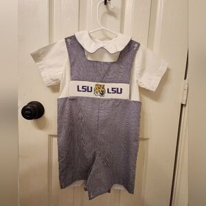 LSU Toddler Boy Romper with White Shirt